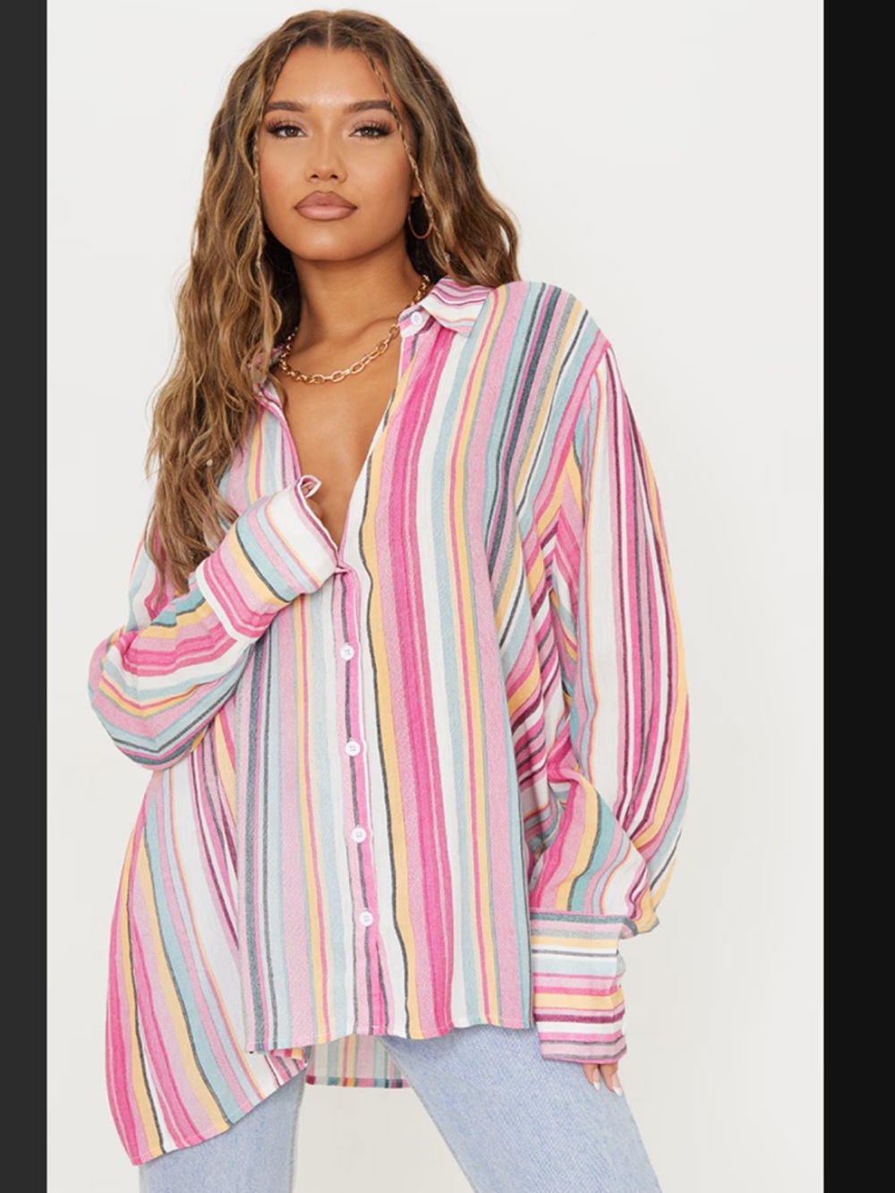 Striped Button-Down Shirt - Multicolor